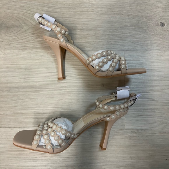 NEW Dolce Vita Hellen Pearly Bead Ankle Strap High Heel Sandal Blush Pink Nude - Picture 11 of 13